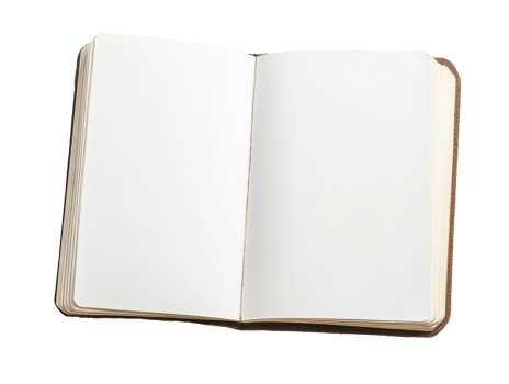 Blank notebook ready for creative writing ideas png