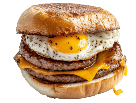 Delicious breakfast sandwich with egg and cheese png