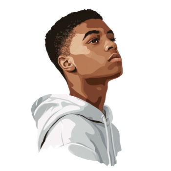 Thoughtful youth gazing upward png