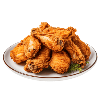 Crispy Fried Chicken Wings on a Plate Transparent Background png