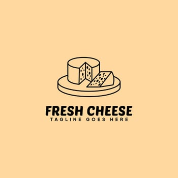 Fresh cheese minimalist line logo vector