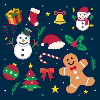 Flat design elements collection for christmas season celebration vector
