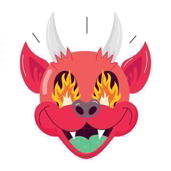 A scary evil dog sticker in comic style vector