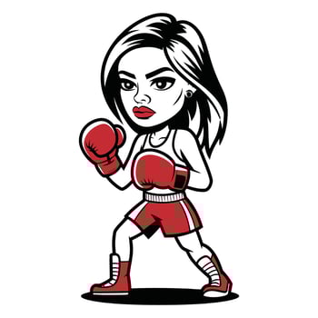 Illustration of Female Boxer in Red Gear vector