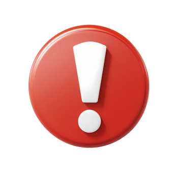 3D icon of white exclamation sign in red circle clip art png