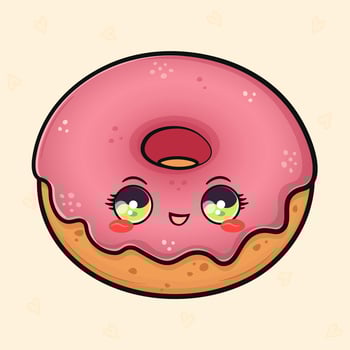 Cute funny pink Donut waving hand. hand drawn cartoon kawaii character illustration icon. Isolated on light background. Pink Donut character concept vector