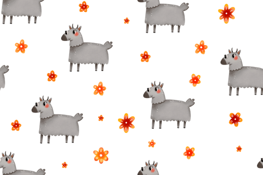 Goat pattern. Farm cattle animals seamless background. Hand drawn kids pattern for nursery, wrapping paper, textile png