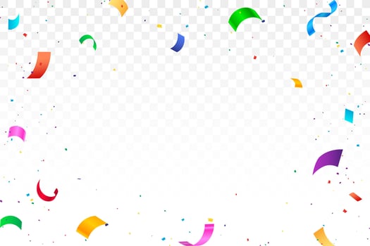 Colorful confetti explosion. Border of colorful bright confetti isolated on white vector