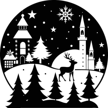 Christmas Night with Tree and Gifts vector