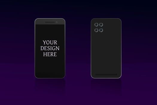 Mockup of smartphone with black screen. Editable background, shadow, glare vector