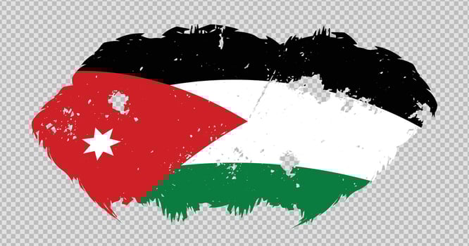Jordan national flag with distressed stroke brush effect on isolated background vector