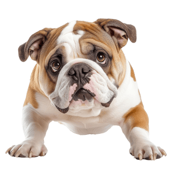Bulldog posing playfully at home png