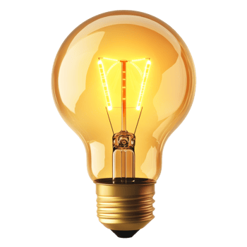 Bright vintage light bulb illuminates a warm glow png