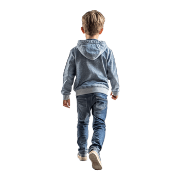 Child in casual clothes walking away png
