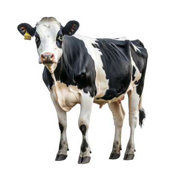 Black and white cow on white background png