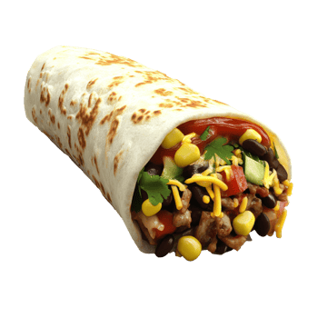 Tasty burrito filled with beans and vegetables png