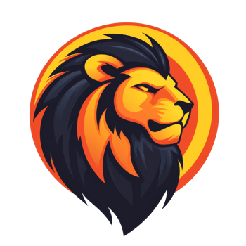 Lion head logo design with vibrant colors png