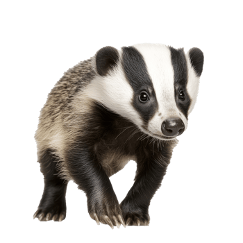 European badger walking on a light background png