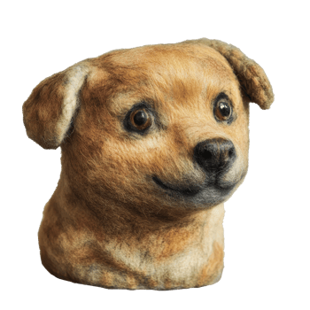 Intricate handmade felted dog statue png
