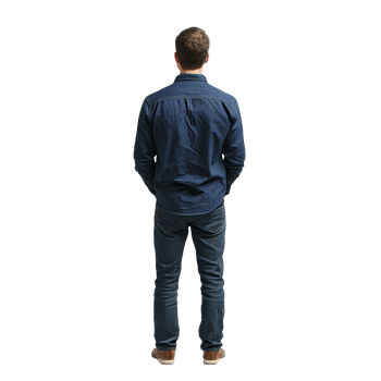 Man standing with back facing the viewer indoors png