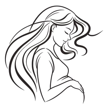 Elegant Silhouette of a Pregnant Woman in Minimalist Design. vector