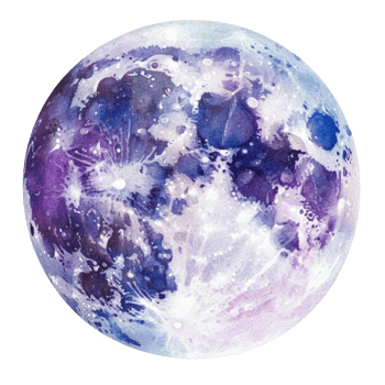 Unique watercolor representation of a full moon png