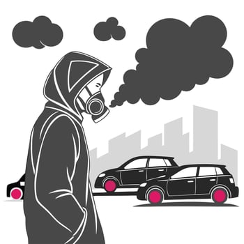 A Person Wearing a Face Mask While Walking. vector