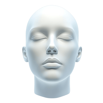 Realistic blank human head sculpture displayed png