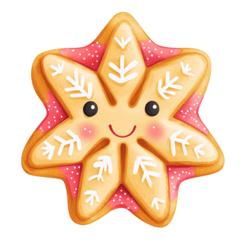 Cute star shaped cookie with joyful expression png