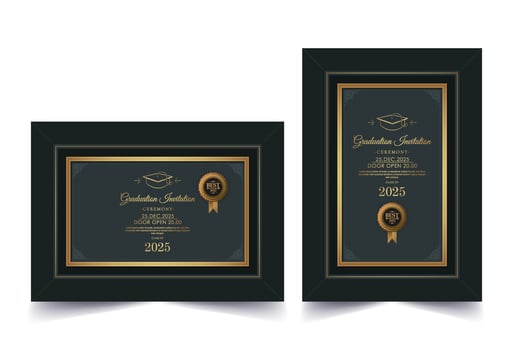 Elegant dark graduation invitation template vector
