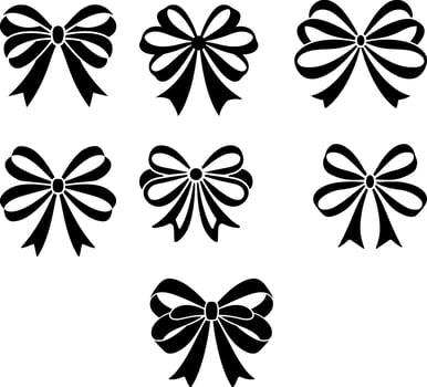 Minimalist Bow Designs Black and White Silhouettes vector