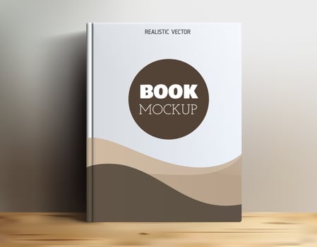 Realistic Book Mockup on Wooden Surface vector