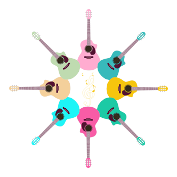 Set of sweet guitars on isolated background. png