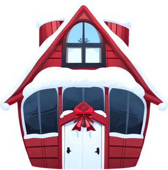 Cartoon Winter Snow Red House png
