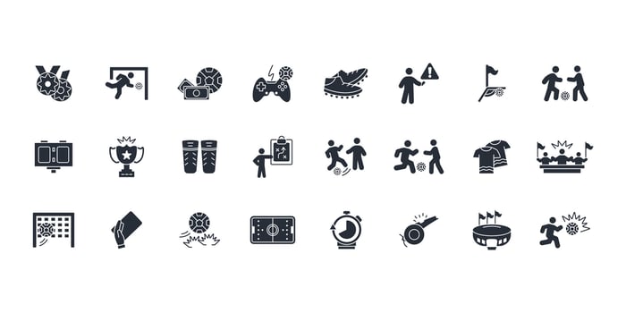 Football and soccer icon set..Editable stroke.linear style sign vector