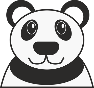 Panda bear black and white portrait cartoon style signal illustration png