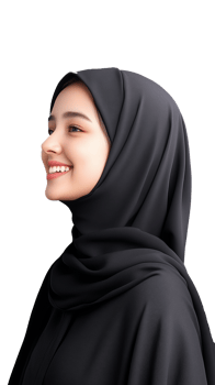 Young woman smiling in hijab profile view on transparent background png