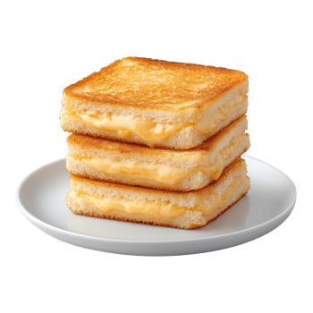Deliciously toasted grilled cheese sandwich stack on transparent background png