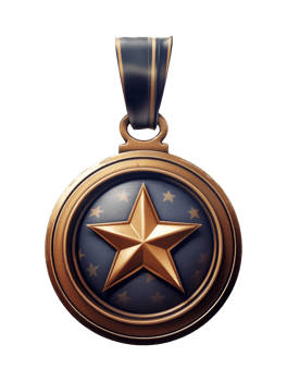 Distinctive bronze medal with star emblem design png