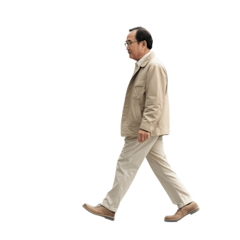 Elderly man walks in daylight png