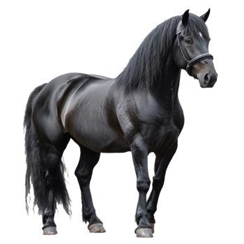 Majestic black horse standing elegantly in profile png