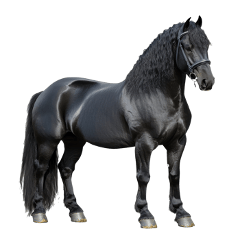 Majestic black stallion standing proud in profile png