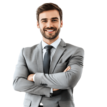 Smiling businessman in professional suit png