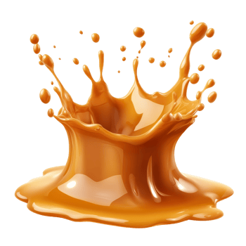 Splash of caramel sauce in vivid detail png