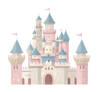 Pastel fairytale castle illustration png
