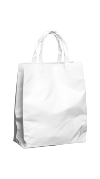 White paper shopping bag with handles on transparent background png