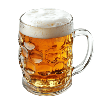 Refreshing beer served in a classic glass mug png