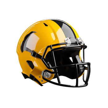Yellow and Black American Football Helmet with Visor on transparent background png