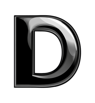 Black glossy letter D in bold design png