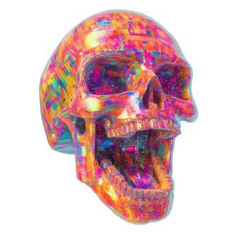 Vibrant abstract skull art png